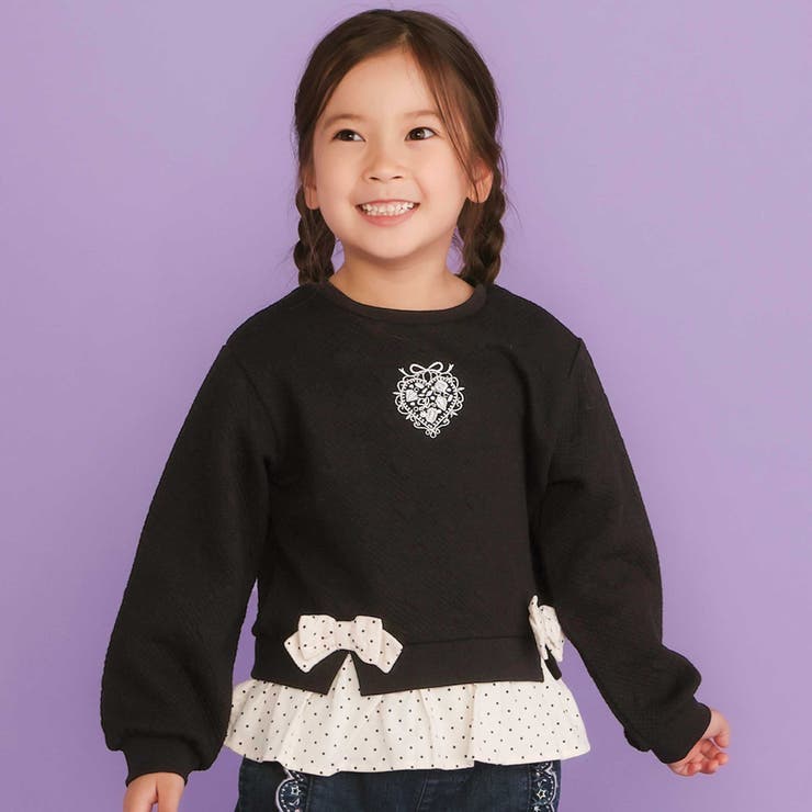 ハート柄コーデュロイ切り替えトレーナー(80~130cm) | SLAP SLIP | 詳細画像1 