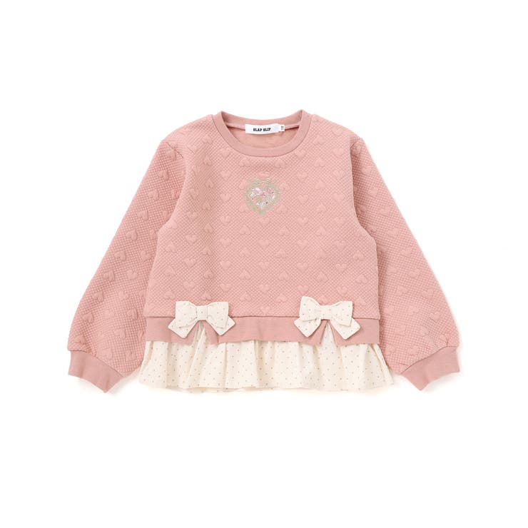 ピンク | ハート柄コーデュロイ切り替えトレーナー(80~130cm) | SLAP SLIP