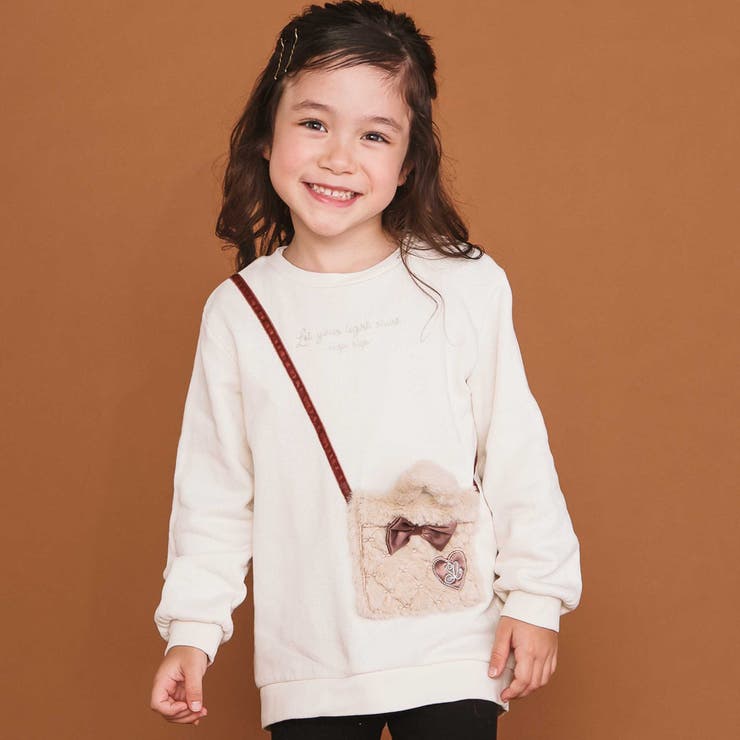 リボン付きファーポシェットパッチトレーナー(80~130cm) | SLAP SLIP | 詳細画像1 