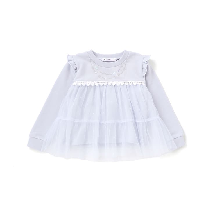 ネックレス風刺しゅうチュール切り替え肩フリルトレーナー(80~130cm) | SLAP SLIP | 詳細画像14 