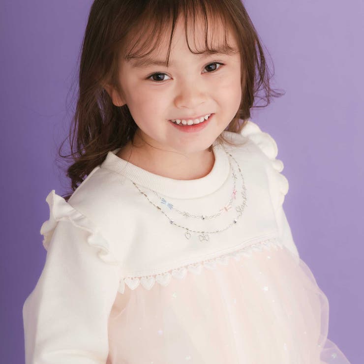 ネックレス風刺しゅうチュール切り替え肩フリルトレーナー(80~130cm) | SLAP SLIP | 詳細画像4 