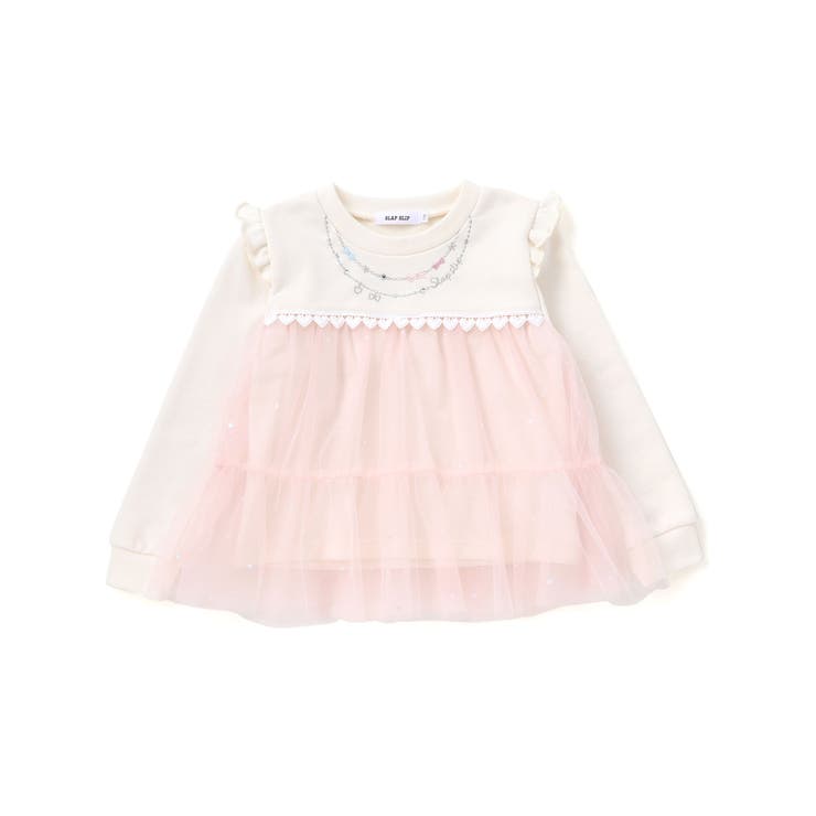 ネックレス風刺しゅうチュール切り替え肩フリルトレーナー(80~130cm) | SLAP SLIP | 詳細画像5 