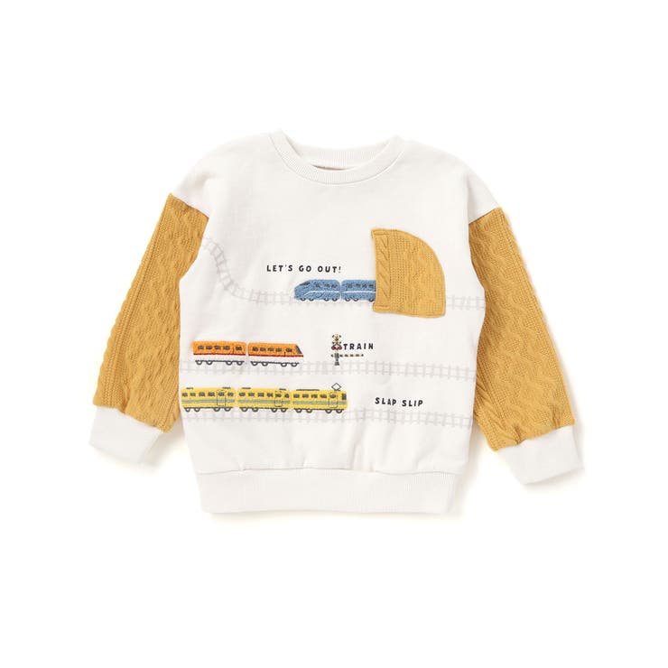 ガタゴト電車サガラ刺しゅう袖切り替えトレーナー(80~130cm) | SLAP SLIP | 詳細画像4 