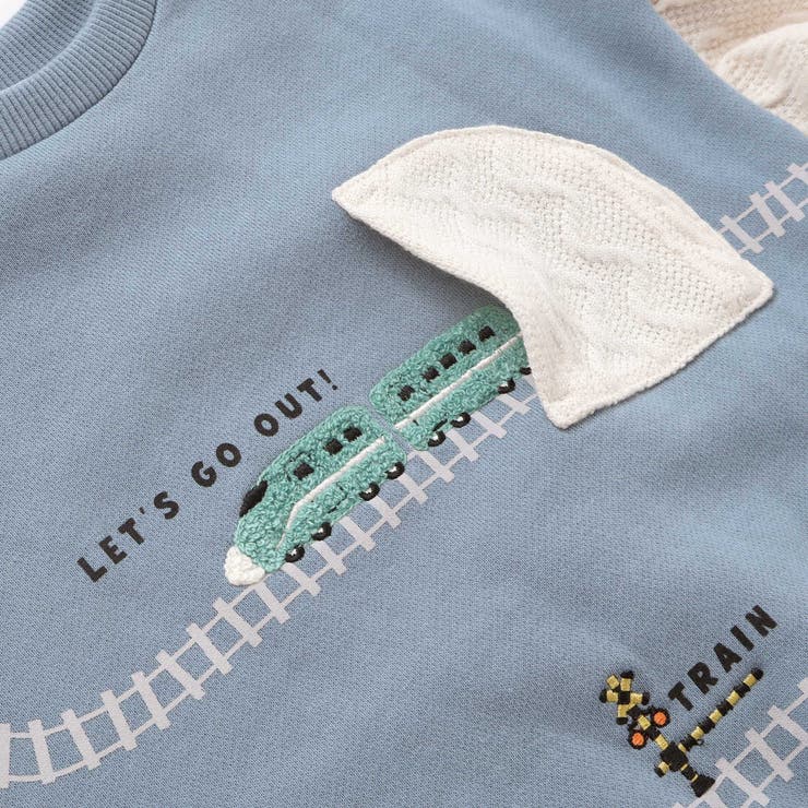 ガタゴト電車サガラ刺しゅう袖切り替えトレーナー(80~130cm) | SLAP SLIP | 詳細画像8 