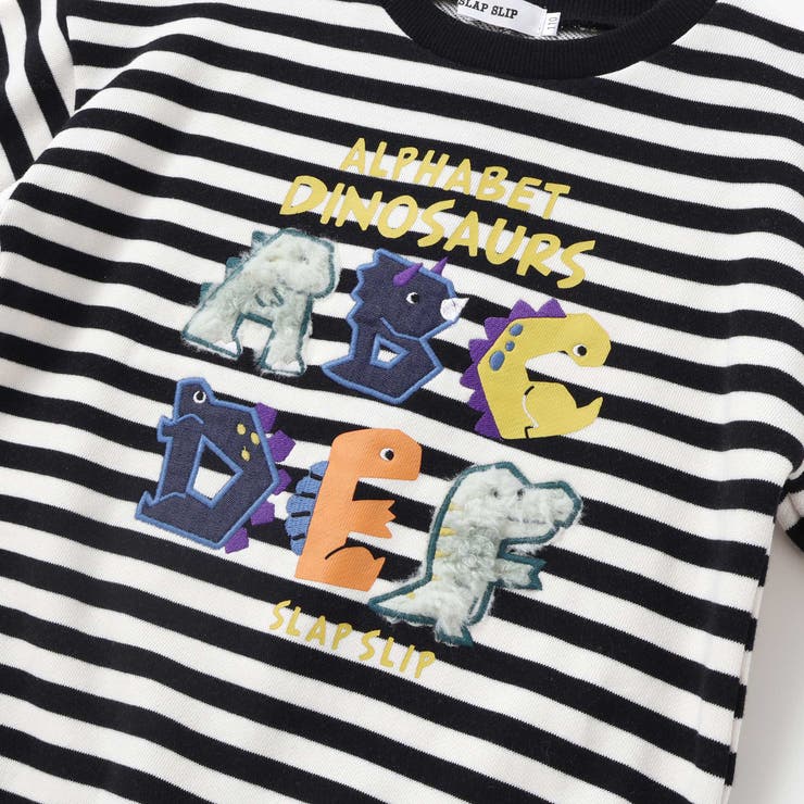無地ボーダーいろんな恐竜刺しゅうトレーナー(80~130cm) | SLAP SLIP | 詳細画像16 