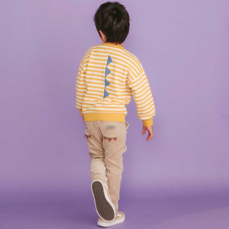 無地ボーダーいろんな恐竜刺しゅうトレーナー(80~130cm) | SLAP SLIP | 詳細画像3 