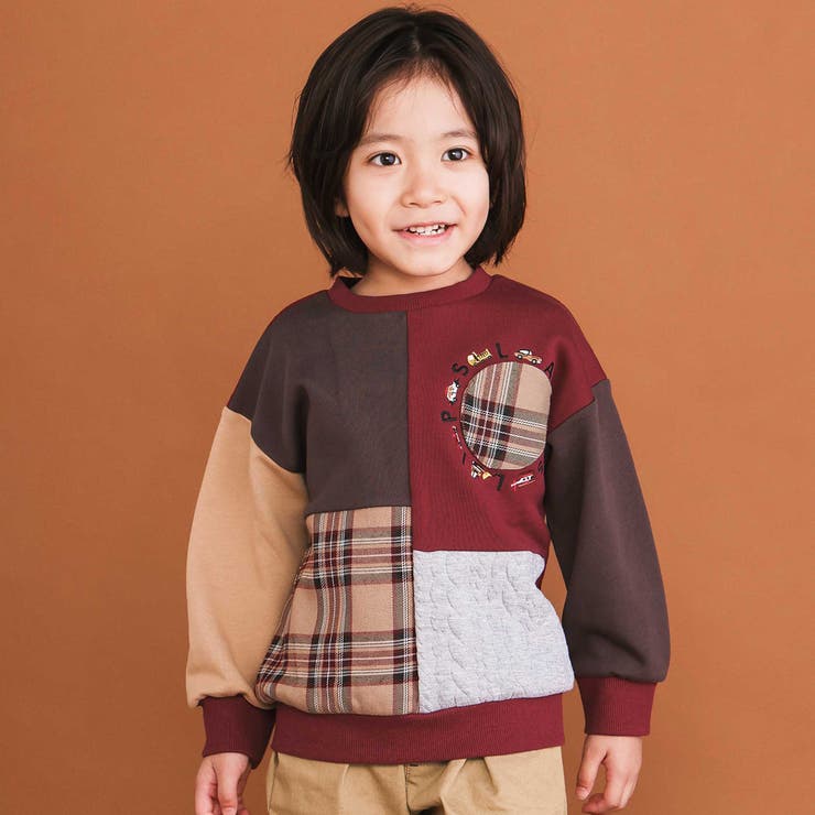 レッド | はたらくくるままんまるポケットチェック切り替えトレーナー | SLAP SLIP