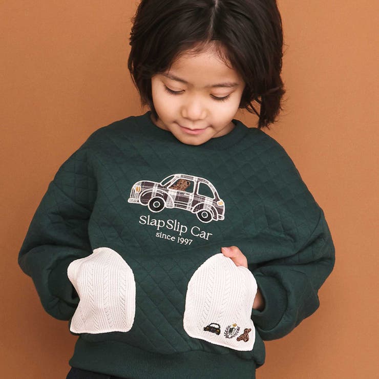 クマアニマル刺しゅうポケット付き長袖トレーナー(80~130cm) | SLAP SLIP | 詳細画像3 