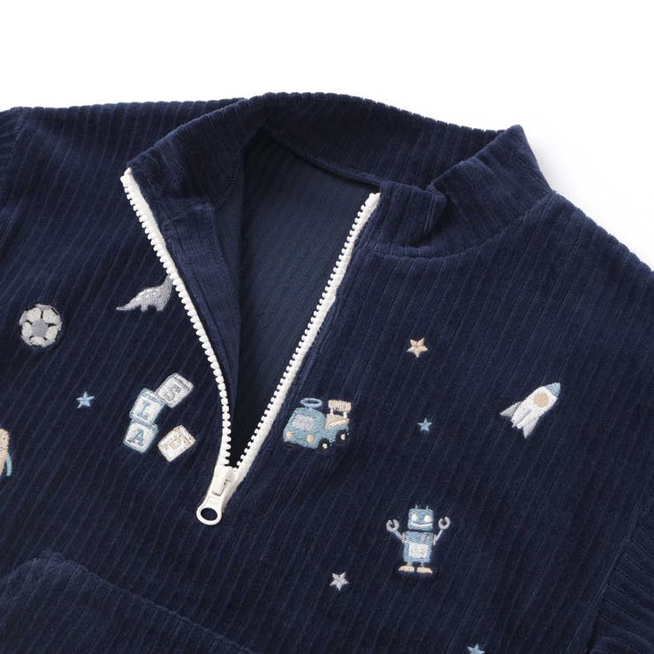 恐竜くるまロケットおもちゃ刺しゅうハーフジップトップス(80~130cm) | SLAP SLIP | 詳細画像11 