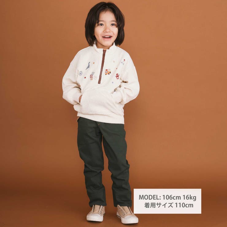 恐竜くるまロケットおもちゃ刺しゅうハーフジップトップス(80~130cm) | SLAP SLIP | 詳細画像2 