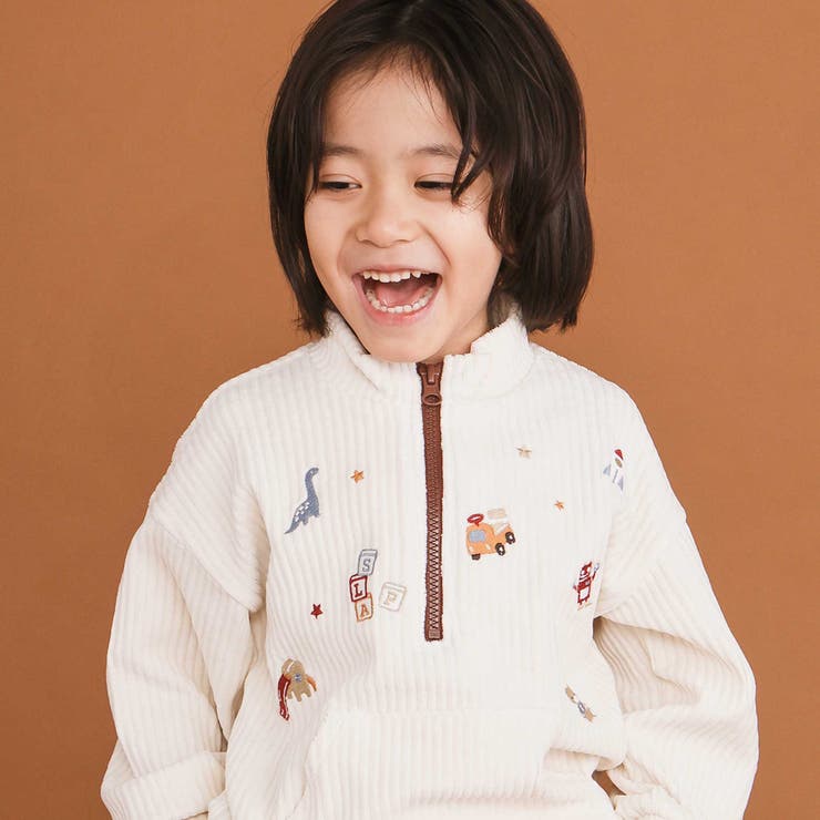 恐竜くるまロケットおもちゃ刺しゅうハーフジップトップス(80~130cm) | SLAP SLIP | 詳細画像4 