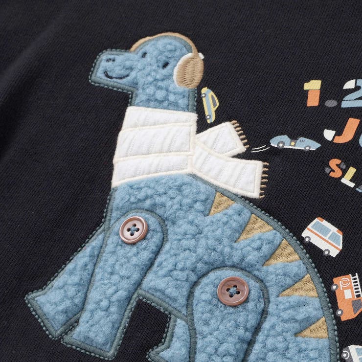 はたらくくるま恐竜パッチ刺しゅう×チェック切替トレーナー(80~130cm) | SLAP SLIP | 詳細画像10 