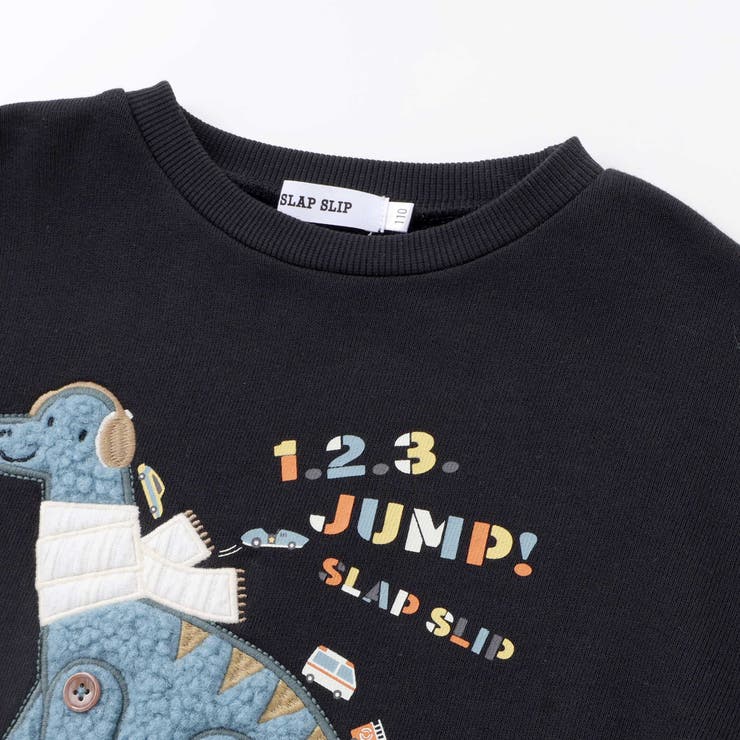 はたらくくるま恐竜パッチ刺しゅう×チェック切替トレーナー(80~130cm) | SLAP SLIP | 詳細画像8 