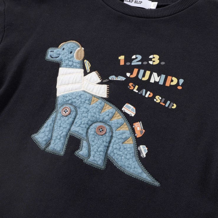 はたらくくるま恐竜パッチ刺しゅう×チェック切替トレーナー(80~130cm) | SLAP SLIP | 詳細画像9 