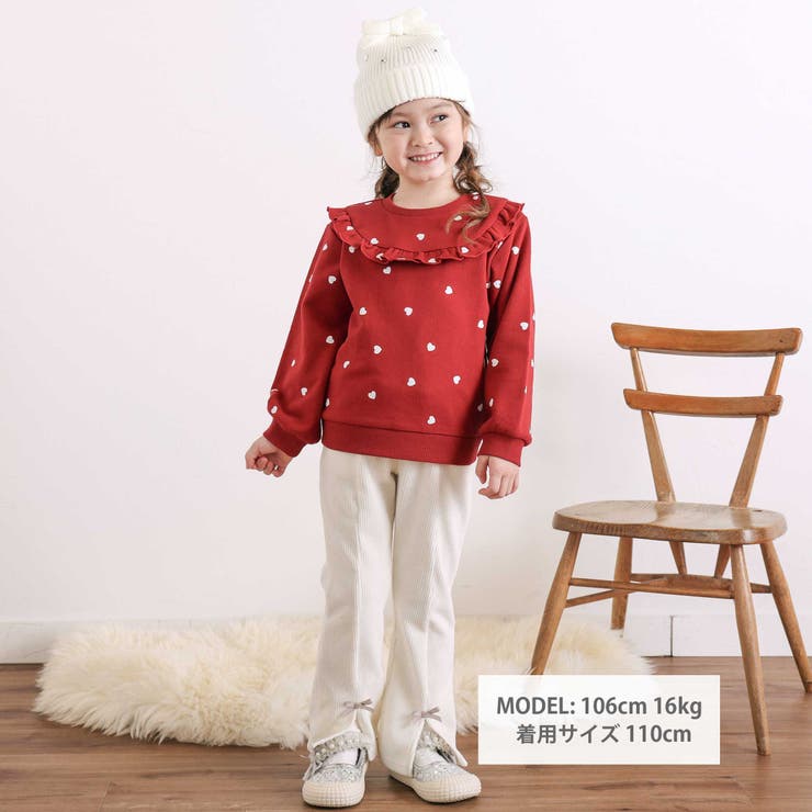 ハート総柄フリル付きガーリートレーナー(80~130cm) | SLAP SLIP | 詳細画像2 