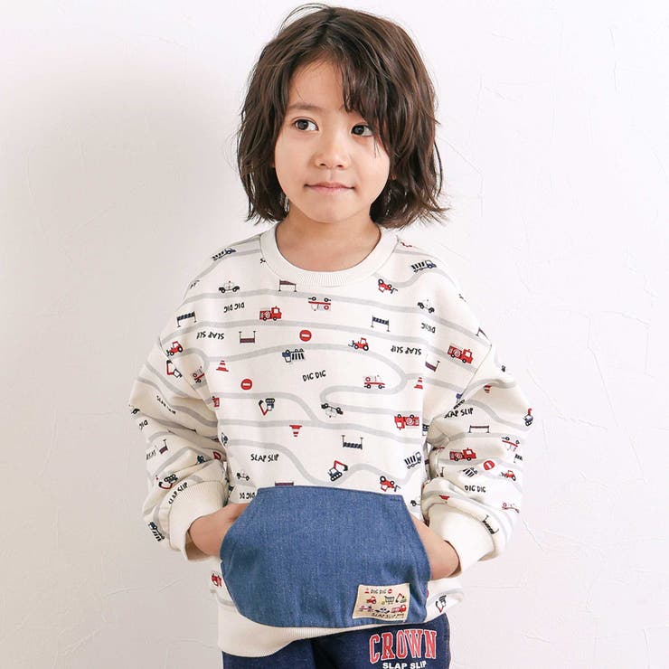 デニムカンガルーポケット付きトレーナー(80~130cm) | SLAP SLIP | 詳細画像1 