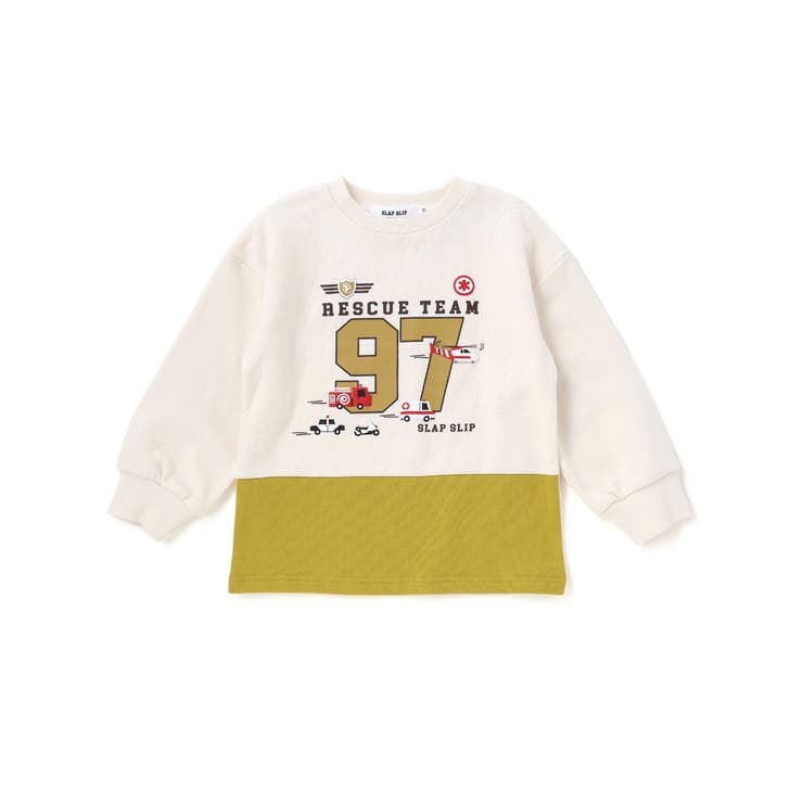 はたらくくるま発泡プリント星パッチナンバリングバイカラートレーナー | SLAP SLIP | 詳細画像4 