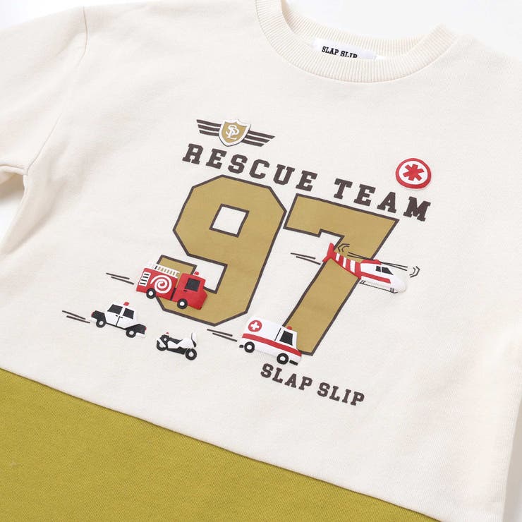 はたらくくるま発泡プリント星パッチナンバリングバイカラートレーナー | SLAP SLIP | 詳細画像7 