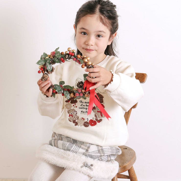 【裏起毛】アニマルいろんなクマサガラ刺しゅうトレーナー(80~130cm) | SLAP SLIP | 詳細画像4 