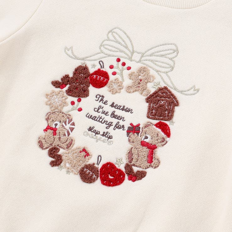 【裏起毛】アニマルいろんなクマサガラ刺しゅうトレーナー(80~130cm) | SLAP SLIP | 詳細画像8 