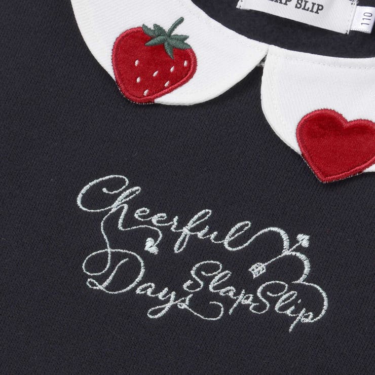 【裏起毛】ハートチェリーイチゴ刺しゅう襟付き袖切り替え裾スカラップトレーナー(8… | SLAP SLIP | 詳細画像7 