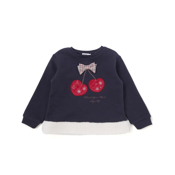 イチゴチェリーパッチ刺しゅうリボン付き裾ボアトレーナー(80~130cm) | SLAP SLIP | 詳細画像5 