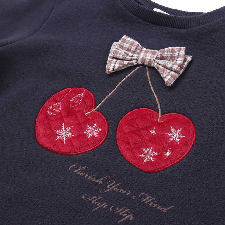 イチゴチェリーパッチ刺しゅうリボン付き裾ボアトレーナー(80~130cm) | SLAP SLIP | 詳細画像7 