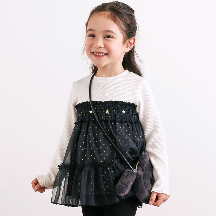 キラキラきらめくお星さまふんわりチュールトレーナー(80~130cm) | SLAP SLIP | 詳細画像1 
