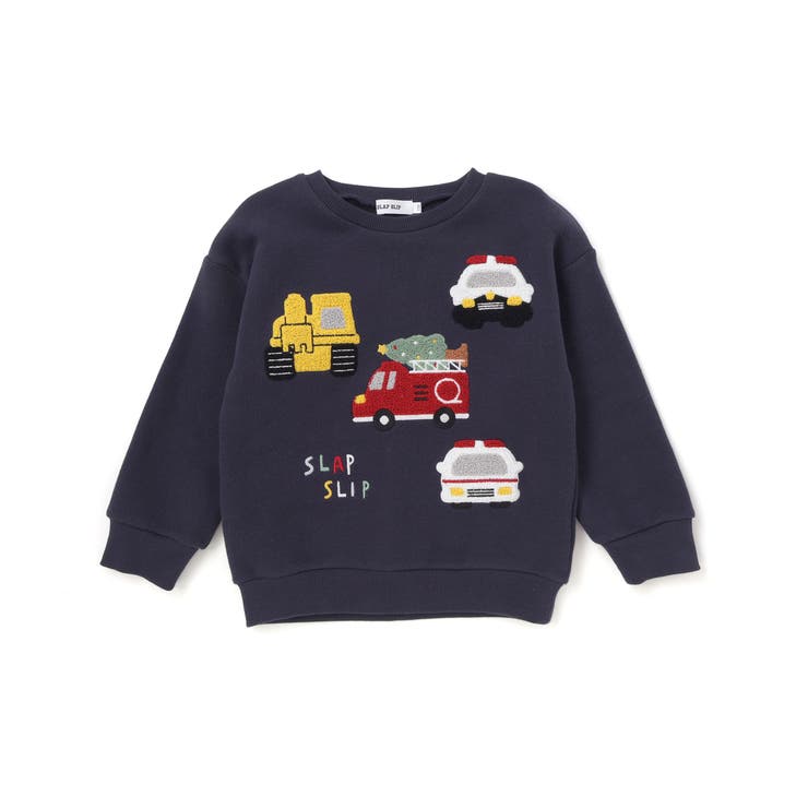 【裏起毛】はたらくくるまイヌ恐竜サガラ刺しゅうトレーナー(80~130cm) | SLAP SLIP | 詳細画像6 