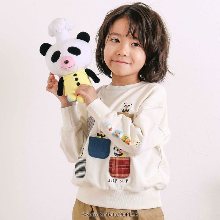 オフホワイト／ポケットいっぱい | 【絵本コラボ パンダのおさじとフライパンダ 】いろいろモチーフトレーナー(80~… | SLAP SLIP