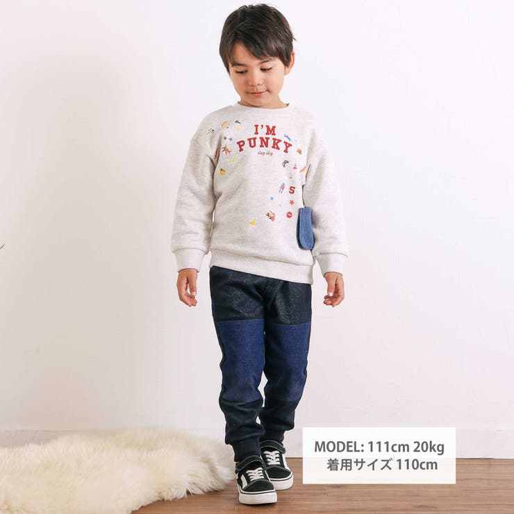 ペたぺたシール風プリントデニムポケット付きトレーナー(80~130cm) | SLAP SLIP | 詳細画像2 