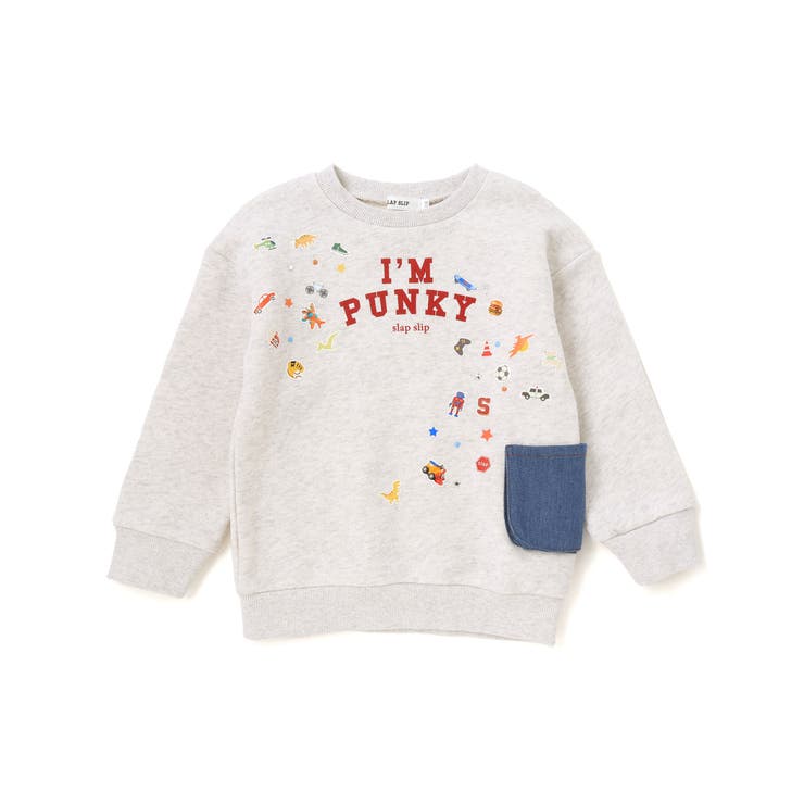 ペたぺたシール風プリントデニムポケット付きトレーナー(80~130cm) | SLAP SLIP | 詳細画像4 