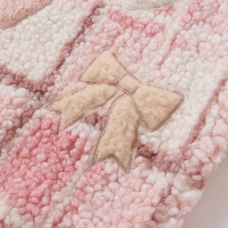 ハートリボンキラキラボアパッチもこもこチェックトレーナー(80~130cm) | SLAP SLIP | 詳細画像10 