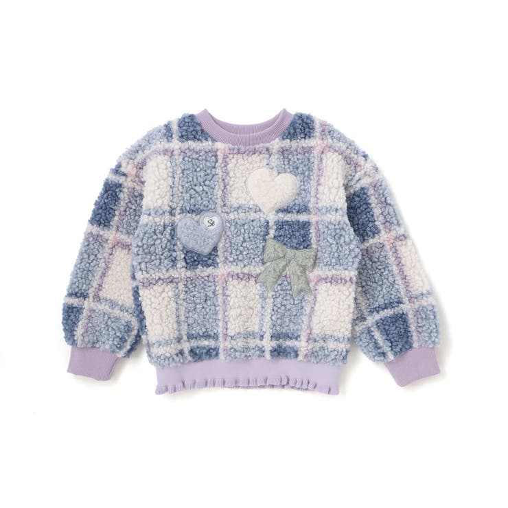 ハートリボンキラキラボアパッチもこもこチェックトレーナー(80~130cm) | SLAP SLIP | 詳細画像15 