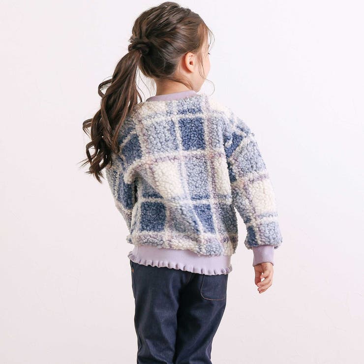 ハートリボンキラキラボアパッチもこもこチェックトレーナー(80~130cm) | SLAP SLIP | 詳細画像4 
