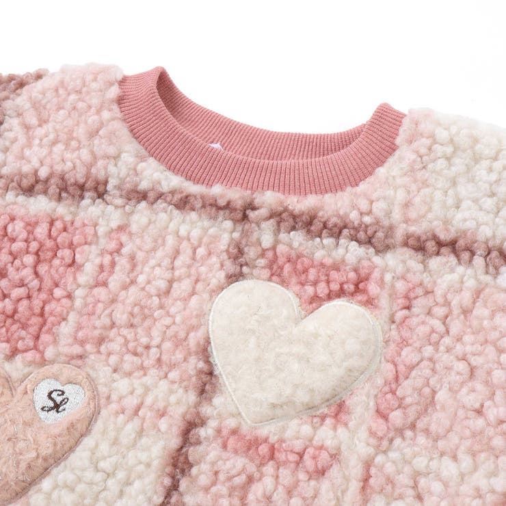 ハートリボンキラキラボアパッチもこもこチェックトレーナー(80~130cm) | SLAP SLIP | 詳細画像7 