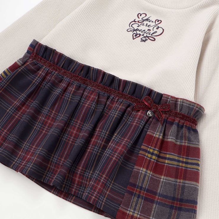 ハートいっぱい刺しゅうモチーフ切り替えチェックドッキングトレーナー | SLAP SLIP | 詳細画像11 