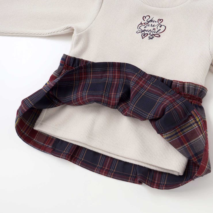 ハートいっぱい刺しゅうモチーフ切り替えチェックドッキングトレーナー | SLAP SLIP | 詳細画像15 