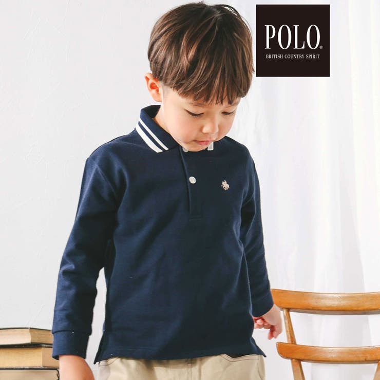 ネイビー | 無地ボーダーライン襟ポロシャツ | SLAP SLIP