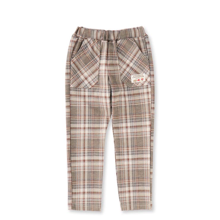 お揃い】クマさんタグチェック柄ジャガードパンツ(80~120cm)[品番