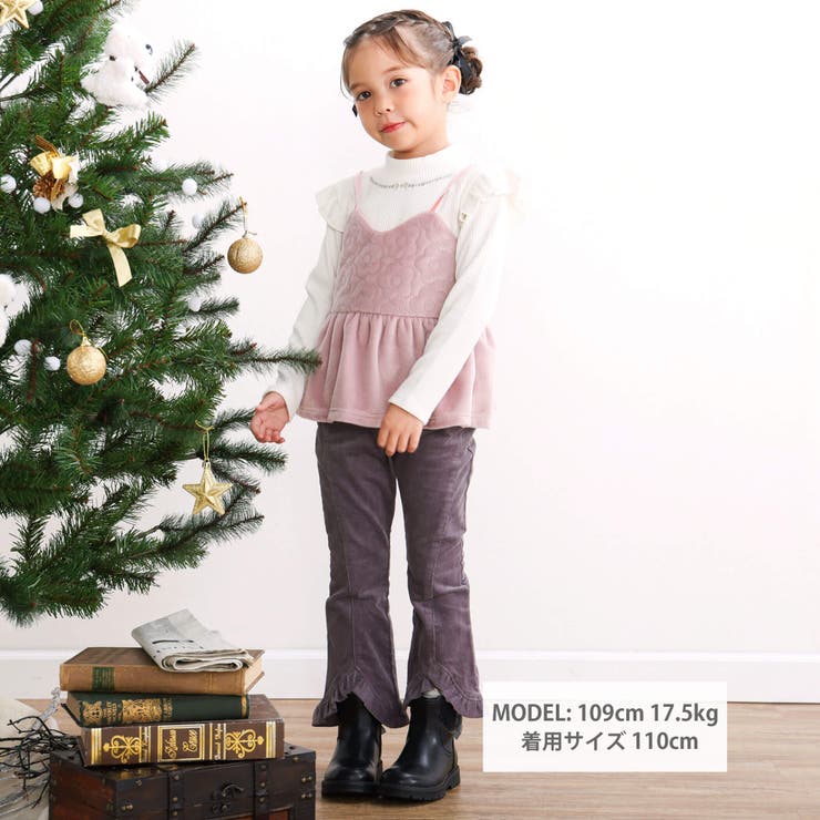 【お揃い】フリルヘムコールテンチェックフレアパンツ(80~140cm) | SLAP SLIP | 詳細画像2 