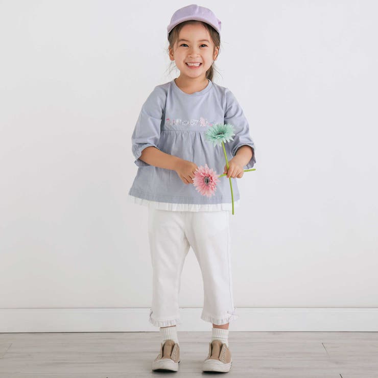 【らくのび】裾フリルリボン付きストレッチツイル7分丈パンツ(80~130cm) | SLAP SLIP | 詳細画像3 