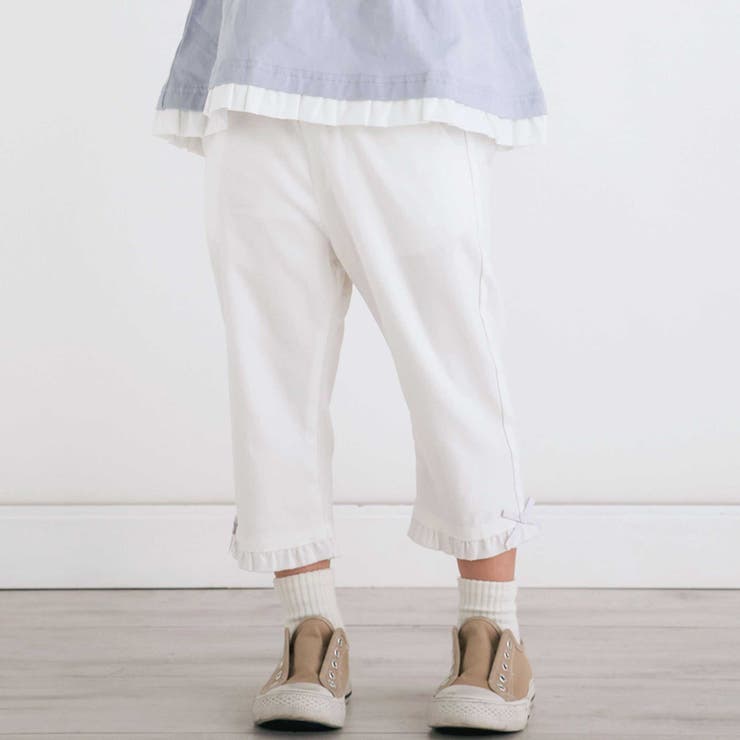 【らくのび】裾フリルリボン付きストレッチツイル7分丈パンツ(80~130cm) | SLAP SLIP | 詳細画像4 