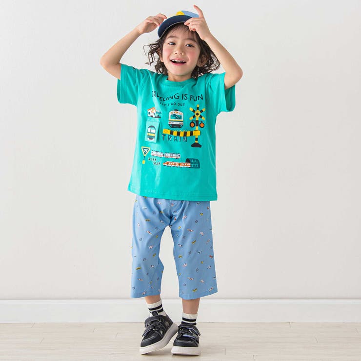 【らくのび】ウエストリブラインプリント乗り物柄ストレッチ7分丈パンツ(80~13… | SLAP SLIP | 詳細画像7 