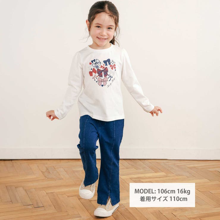 後ろポケットリボンフレアシルエット9分丈デニムパンツ(80~130cm) | SLAP SLIP | 詳細画像2 