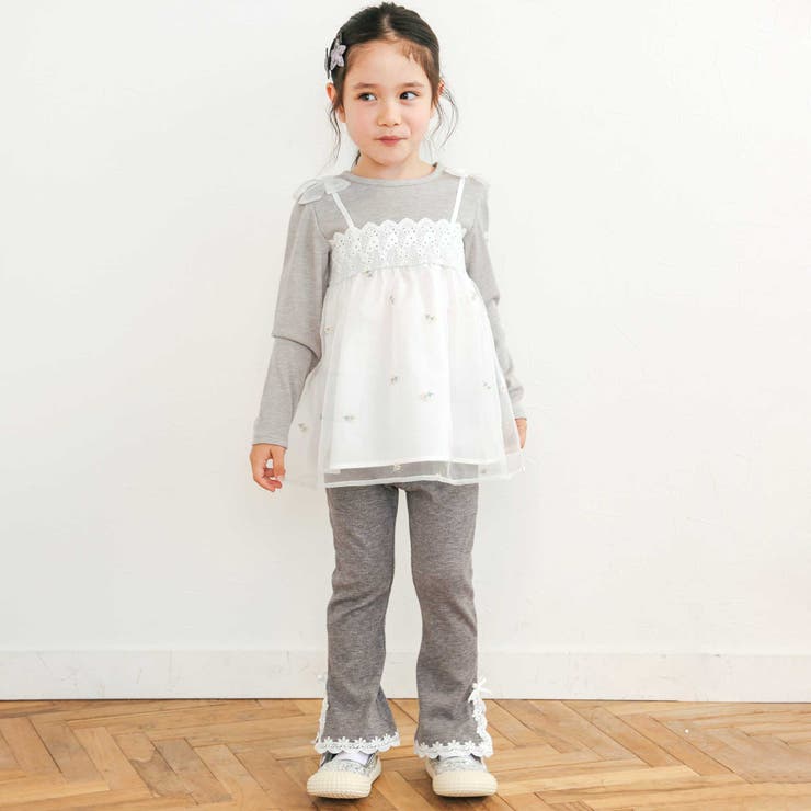 レースリボン裾フレア9分丈レギンス(80~130cm) | SLAP SLIP | 詳細画像3 