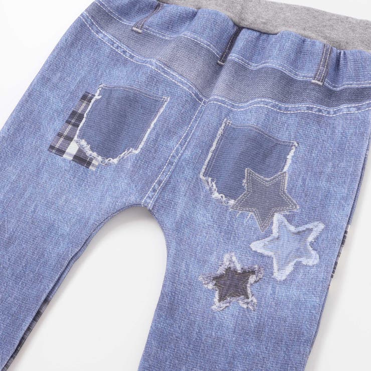 恐竜ロケットワッペンレースキラキラデニム風プリント8分丈パンツ(80~120cm… | SLAP SLIP | 詳細画像16 