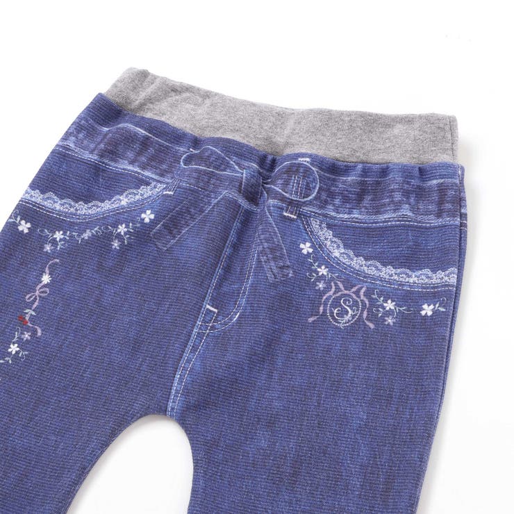 恐竜ロケットワッペンレースキラキラデニム風プリント8分丈パンツ(80~120cm… | SLAP SLIP | 詳細画像18 