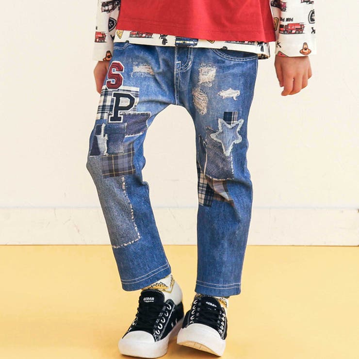 恐竜ロケットワッペンレースキラキラデニム風プリント8分丈パンツ(80~120cm… | SLAP SLIP | 詳細画像24 