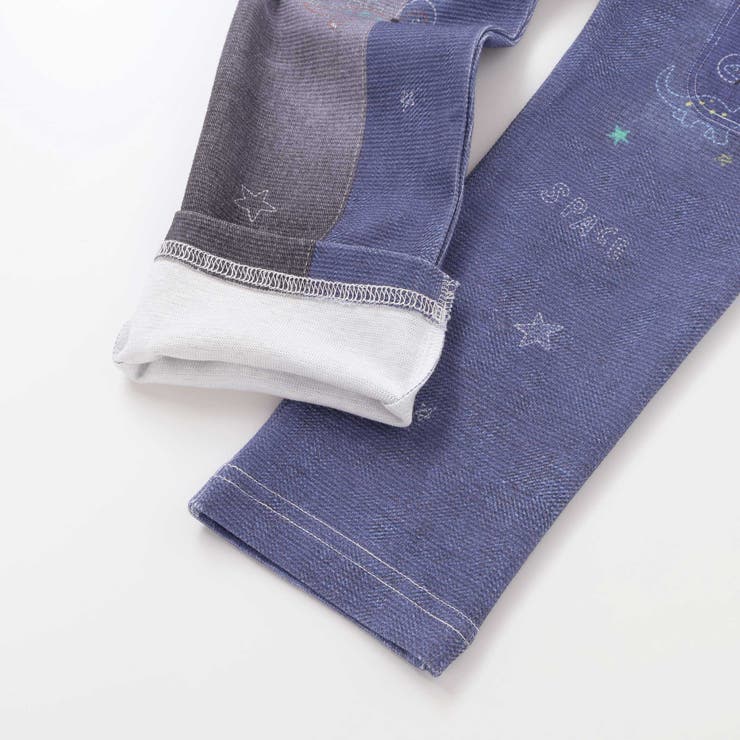 恐竜ロケットワッペンレースキラキラデニム風プリント8分丈パンツ(80~120cm… | SLAP SLIP | 詳細画像9 